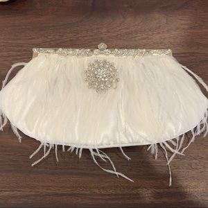 Ivory feather clutch